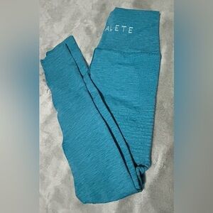 Alphalete Women's S Teal Blue Athletic Knit Leggings Gym Yoga Running Stretch